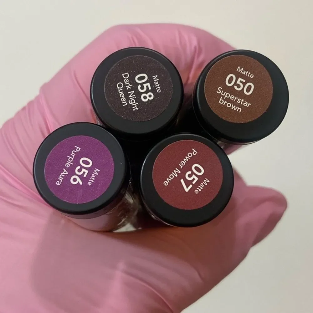 Revlon Matte Lipstick Set 4 Dark Night, Purple Aura, Superstar Brown, Power Move